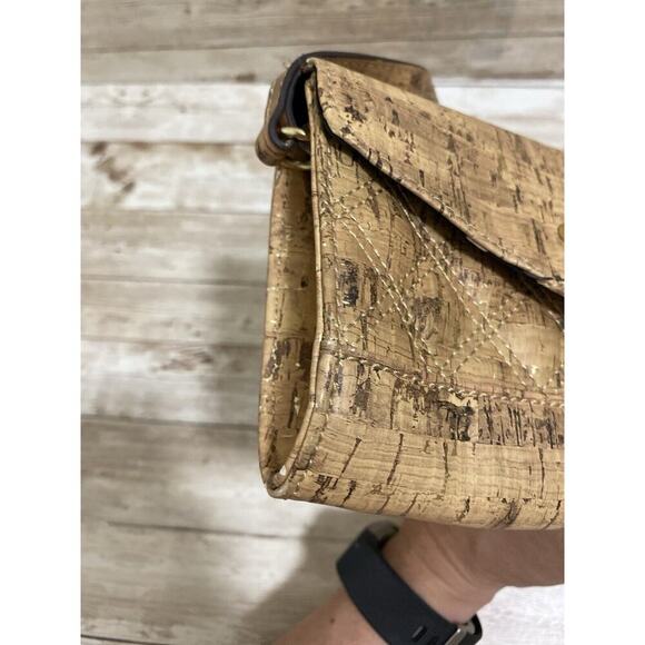 Anne Klein Purse Womens Tan Small Crossbody Cork Design Faux Leather - Picture 12 of 16